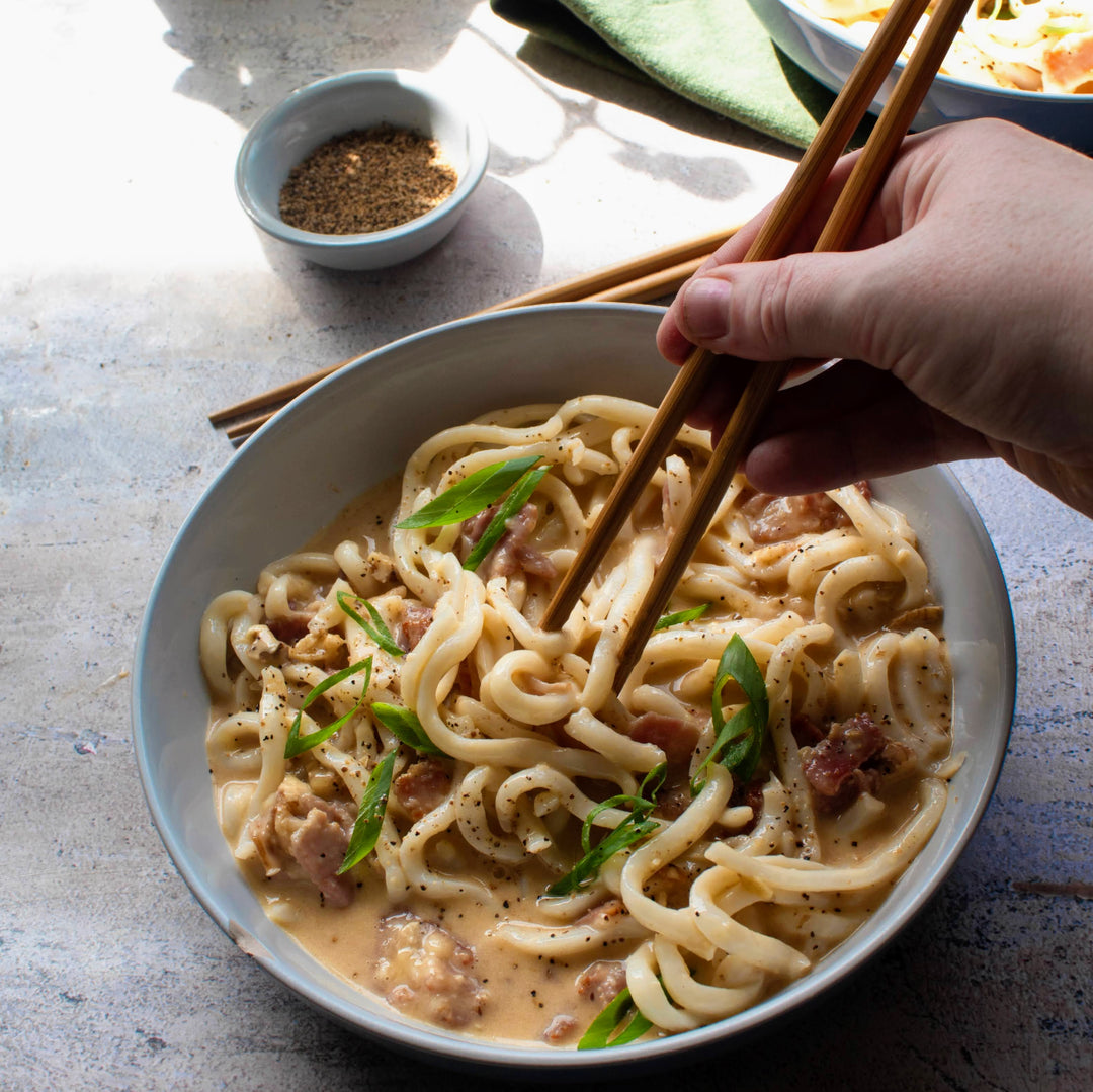 Pimped Pepper and Miso Udon Carbonara