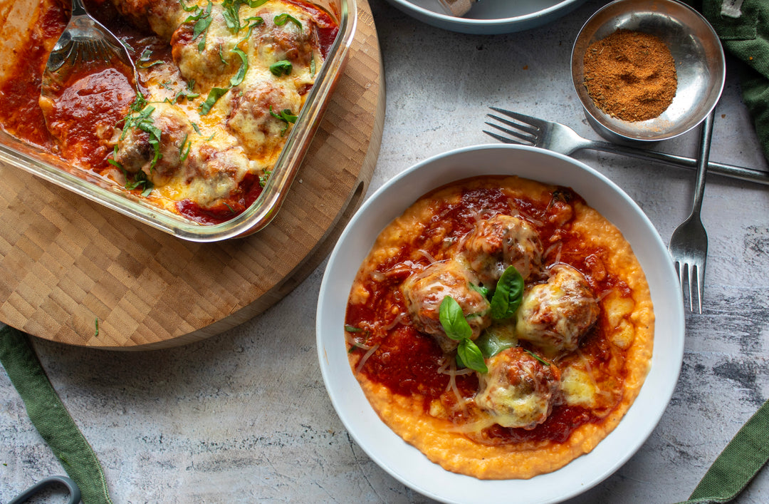 Crackin’ Kiwi Cheesy Baked Meatballs with Creamy Kumara Mash