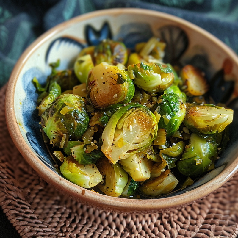 Stir Fried Jerk Brussel Sprouts